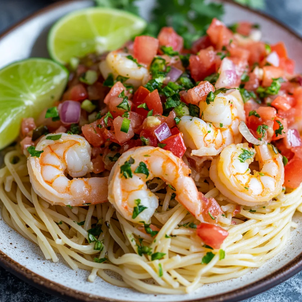 Shrimp and Pasta with Pico de Gallo