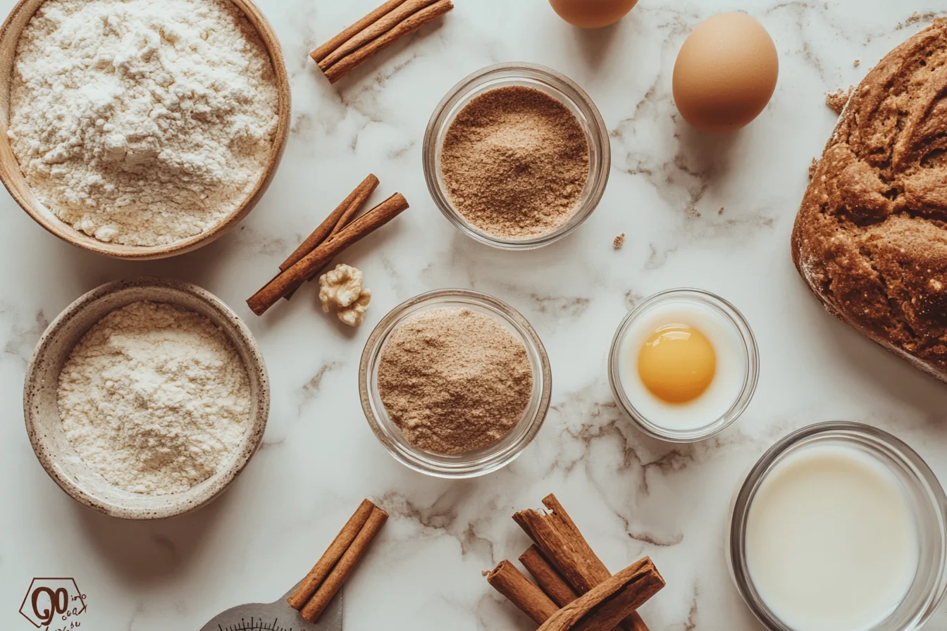 Ingredients for a an Easy Cinnamon Bread