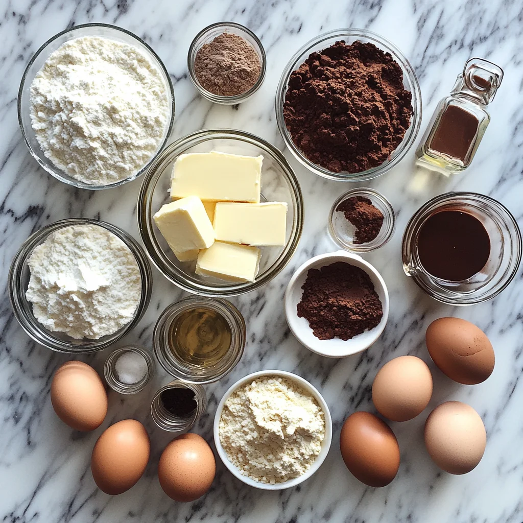 key ingredients for a chocolate cream cheese pound cake