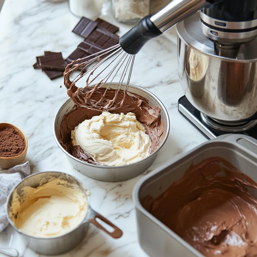 process of making a chocolate cream cheese pound cake